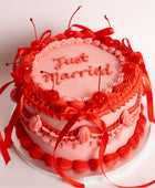 Just Married Vintage Bows & Cherries Wedding Cake