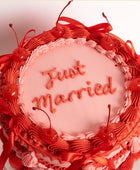 Just Married Vintage Bows & Cherries Wedding Cake