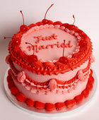 Just Married Vintage Cherries Wedding Cake