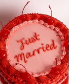 Just Married Vintage Cherries Wedding Cake