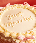 Pink Bows Just Married Cake