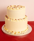 2 Tier Edible Flowers Wedding Cake