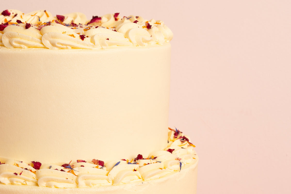 2 Tier Edible Flowers Wedding Cake