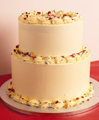 2 Tier Edible Flowers Wedding Cake