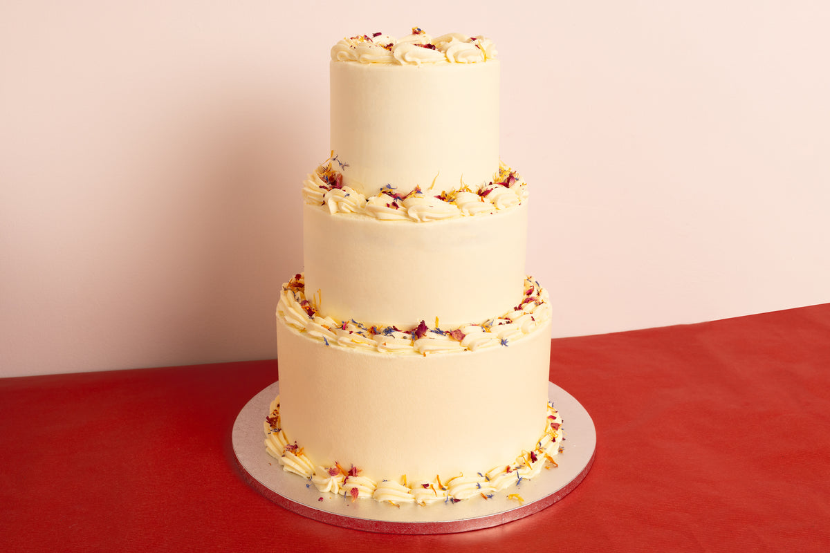 3 Tier Edible Flowers Wedding Cake (Copy)