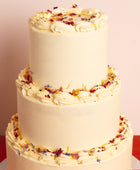 3 Tier Edible Flowers Wedding Cake (Copy)